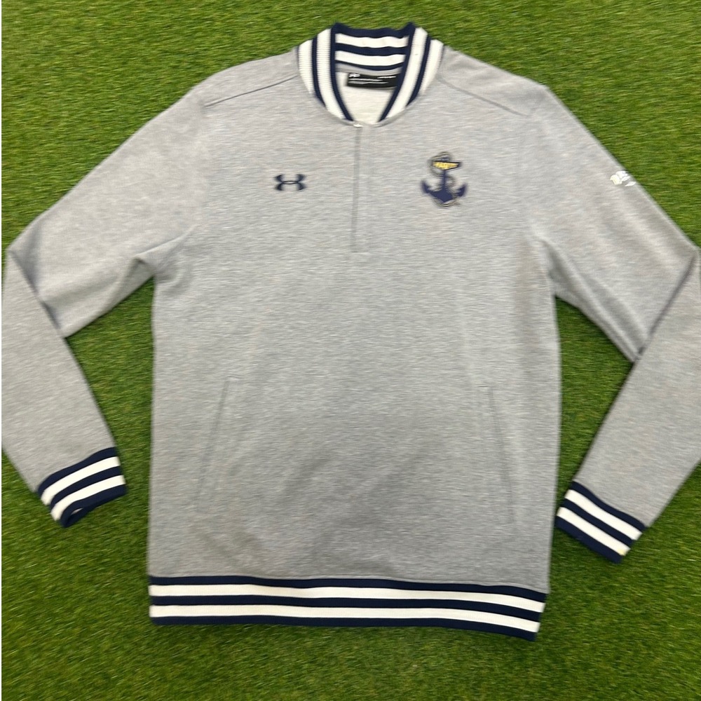 Under Armour Navy Midshipmen 150 Years Quarter Zip Pullover Gray Mens Large